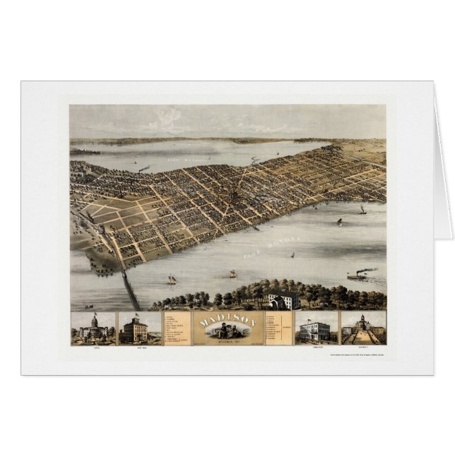 Madison, mapa panorámico de los WI - 1867 (Anverso (Horizontal))