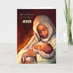 Madonna afroamericana y tarjetas de Navidad infant