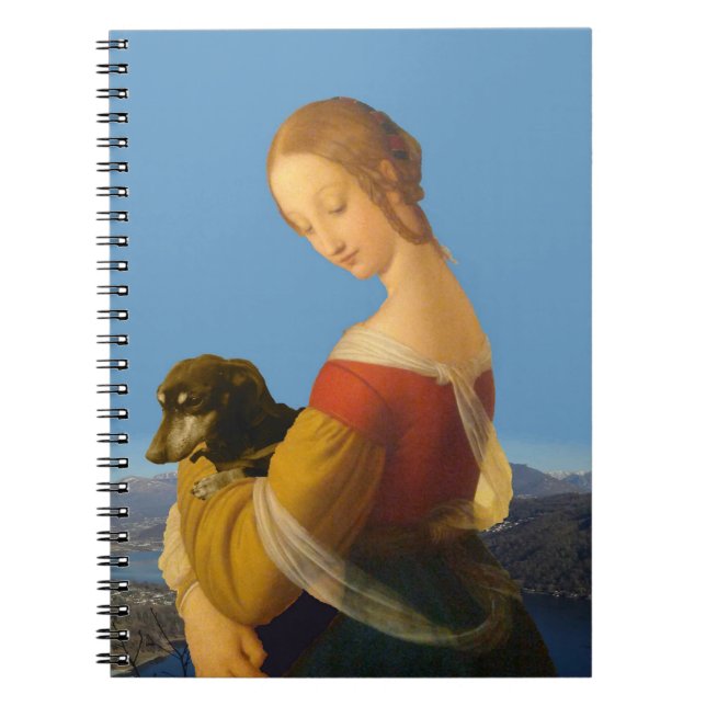 "Madonna con el cuaderno artístico del Dachshund" (Frente)