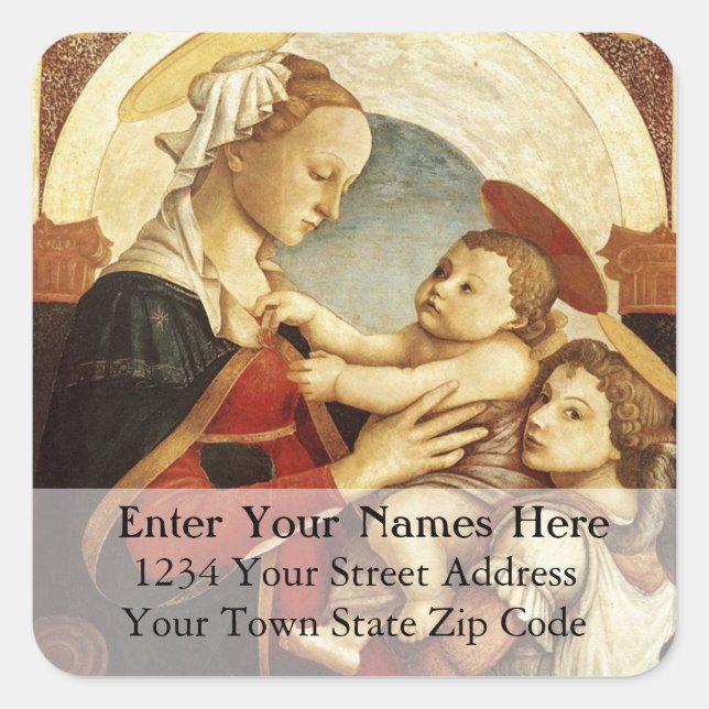 Madonna con etiqueta de dirección de Navidad con v (Anverso)