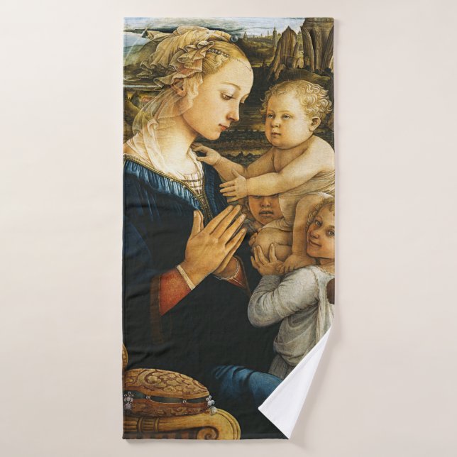 Madonna con niño y dos ángeles, Filippo Lippi (Toalla de baño)
