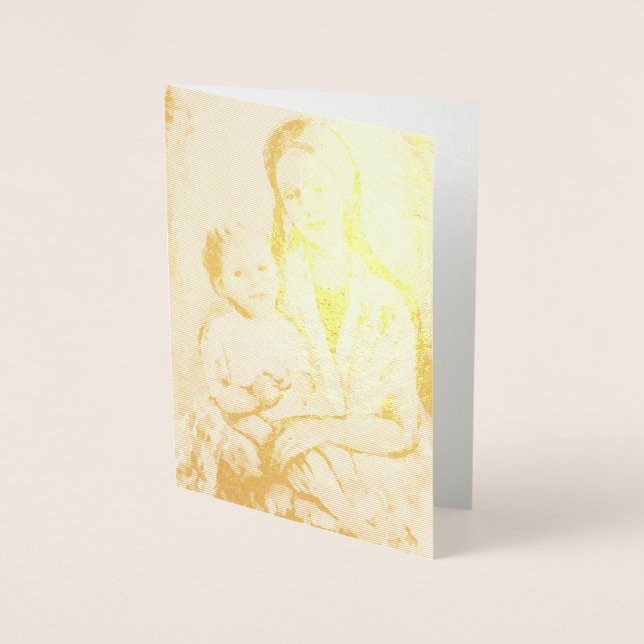 Madonna con tarjeta de saludo de Relieve metalizad (Anverso)