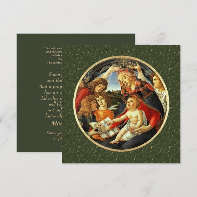 Madonna de Botticelli. Tarjetas de Navidades relig (Anverso / Reverso)