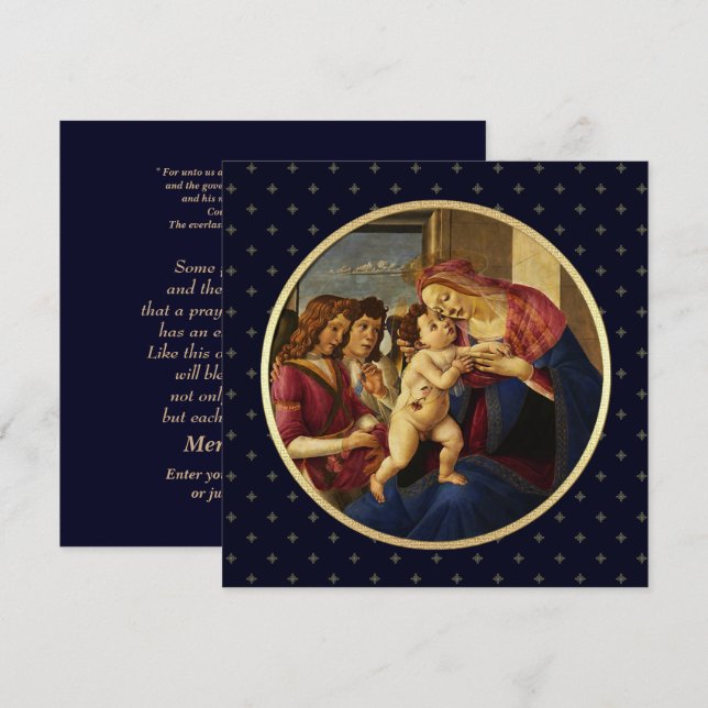 Madonna de Botticelli. Tarjetas de Navidades relig (Anverso / Reverso)