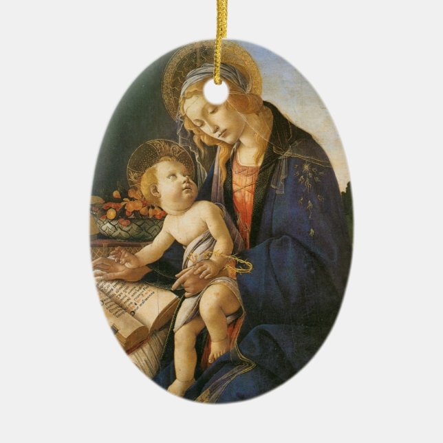 Madonna del Libro Botticelli Ornamento de Navidad (Frente)