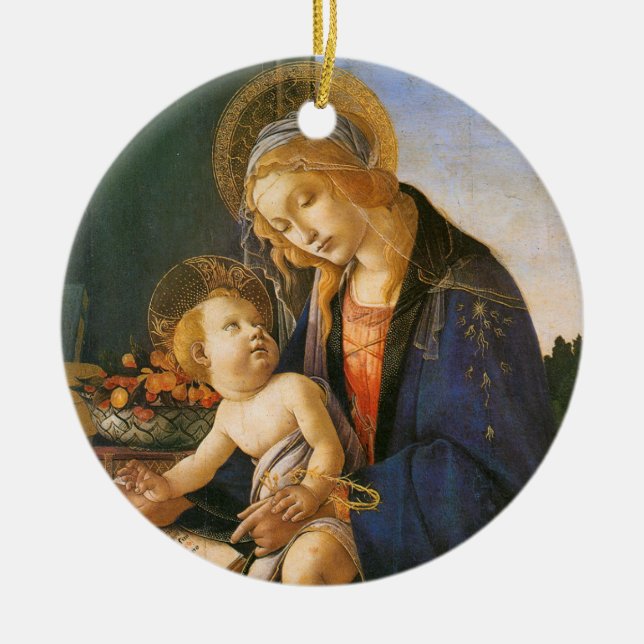 Madonna del Libro Botticelli Ornamento de Navidad (Frente)