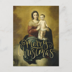 Madonna e niño, tarjeta postal de Navidades Bellas