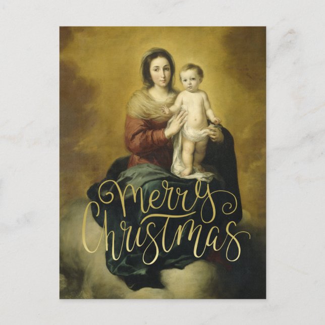 Madonna e niño, tarjeta postal de Navidades Bellas (Anverso)