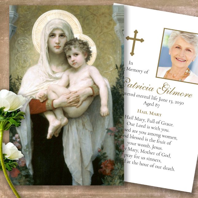 Madonna funeraria de las tarjetas de simpatía de l (catholic, religious, celebration of life, in loving memory of, prayer cards for bereavement)