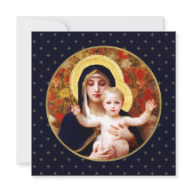 Madonna por W. Bouguereau. Tarjeta de Navidades re