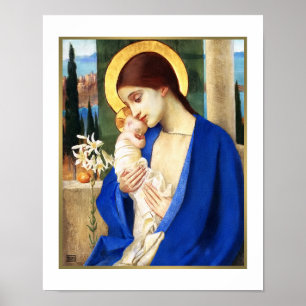 Madonna y el niño. Impresión de regalo de Navidade