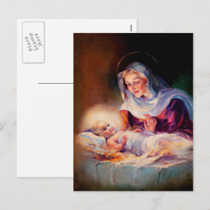 Madonna y el niño. Postales de Navidades Bellas Ar