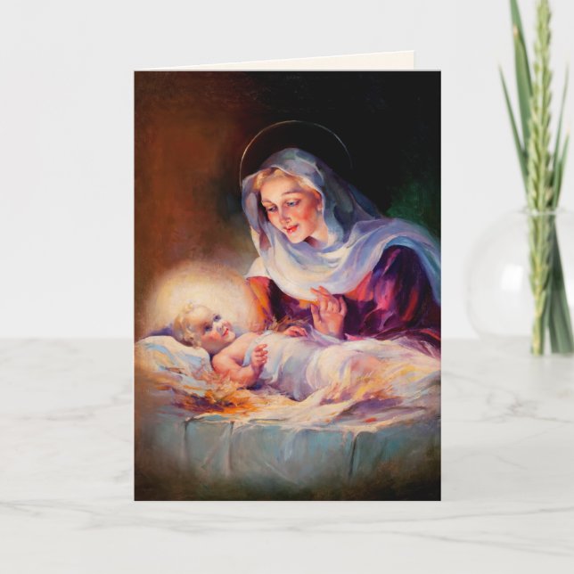 Madonna y el niño. Tarjetas Navidades Bellas Artes (Anverso)