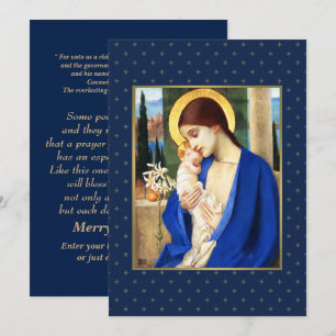 Madonna y el niño. Tarjetas Navidades Bellas Artes