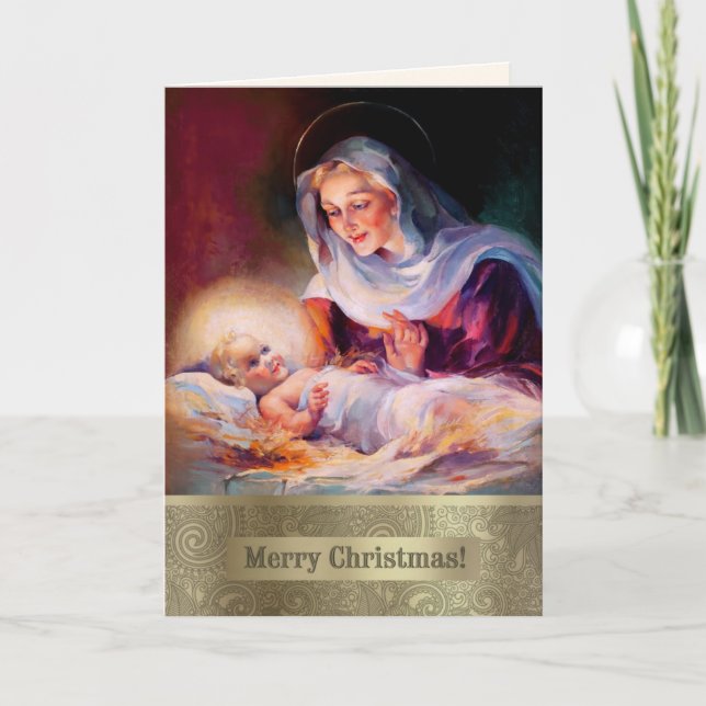 Madonna y el niño. Tarjetas Navidades Bellas Artes (Anverso)