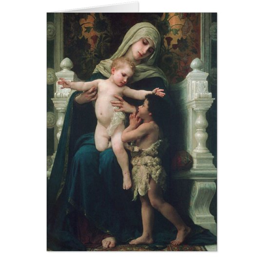Madonna y niño con la tarjeta de San Juan Bautista