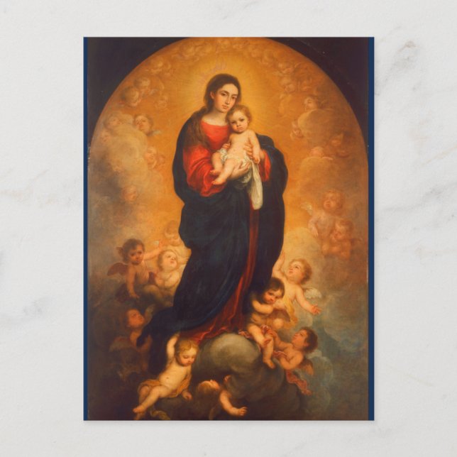 Madonna y Niño en Gloria ... Tarjeta postal (Anverso)