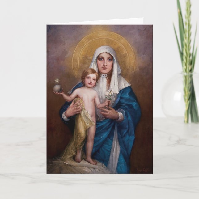 Madonna y tarjeta de Navidad del niño (Anverso)