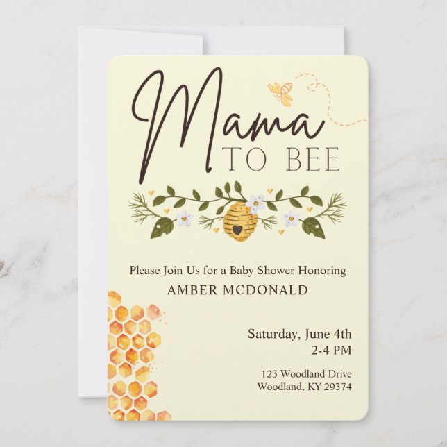 Madre a bebe - Invitación a Baby Shower temática d (Anverso)