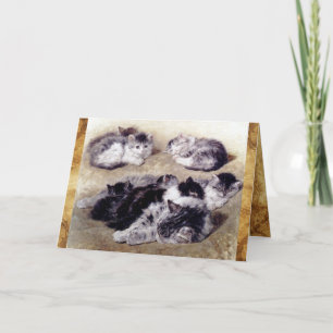 MADRE CAT CON KITTENS Parchment Monograma