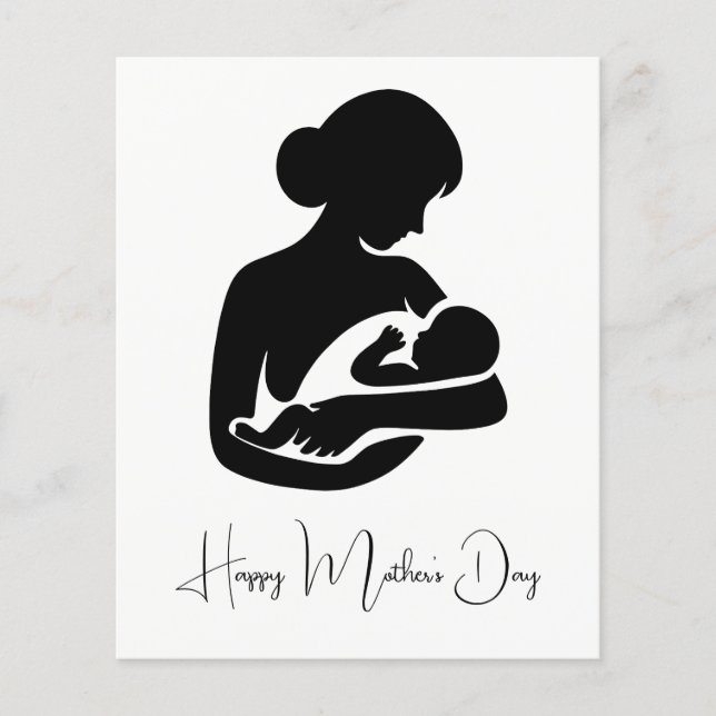 Madre con tarjeta de Día de la Madre para recién n (Anverso)