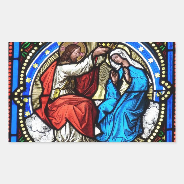 Madre de Jesucristo María Pegatinas de vidrio manc (Anverso)