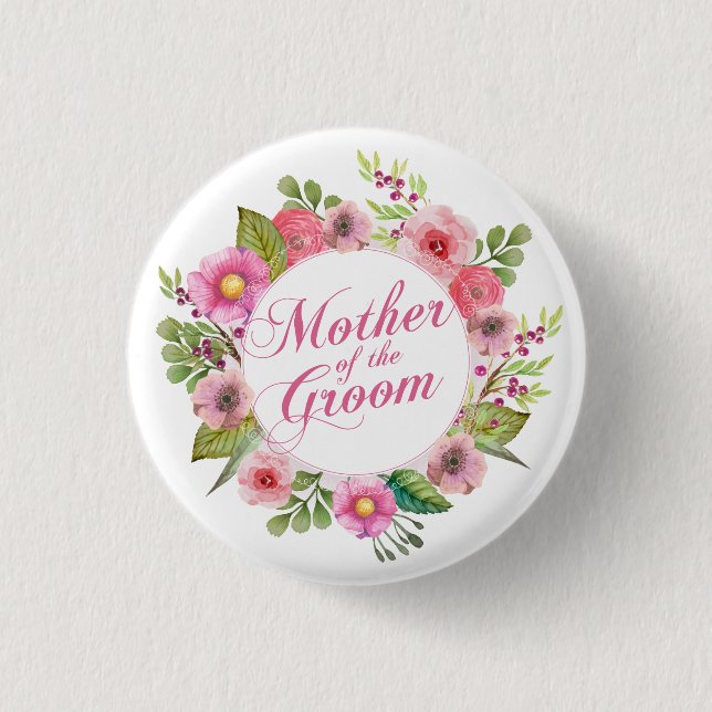 Madre de la elegante boda del Groom | Botón Pin (Anverso)