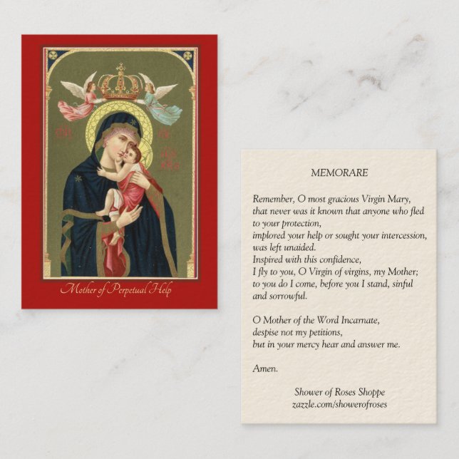 Madre de la tarjeta santa de Jesús del bebé (Anverso / Reverso)