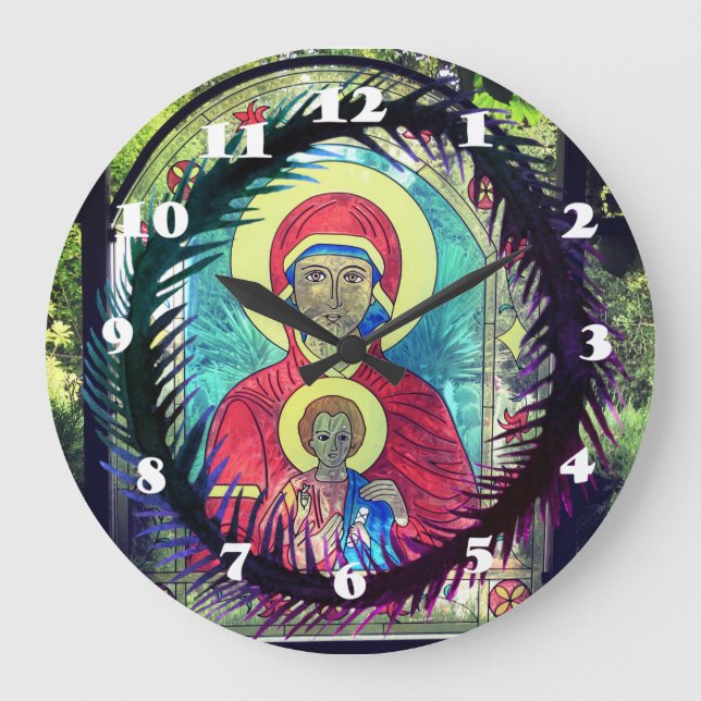 Madre de Maria, reloj de pared ortodoxo del icono (Anverso)