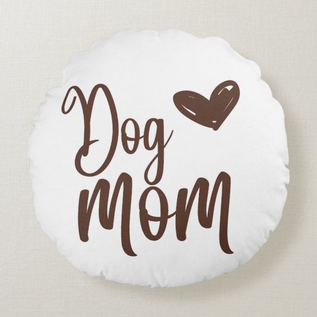 Madre de perro marrón Almohada redonda (Anverso)
