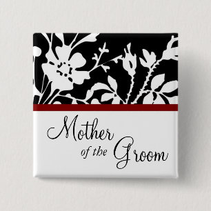 Madre del Groom Botón Floral Blanco y Negro