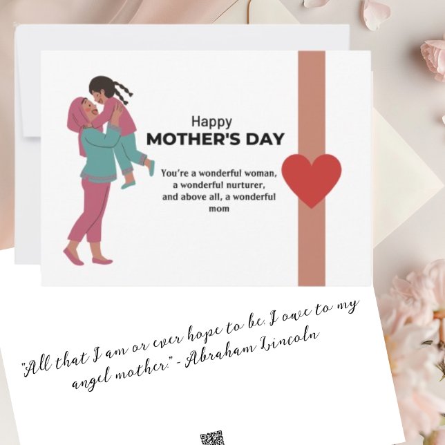 Madre e hija con tarjeta de saludo del Día de la M (Subido por el creador)