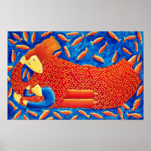 Madre e hijo con impresión artística de pintura de