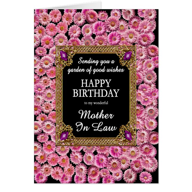 Madre en la ley Cumpleaños Daisies Rosados (Frente)