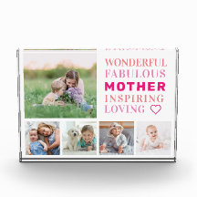 Madre familia Collage de fotos tipografía moderna