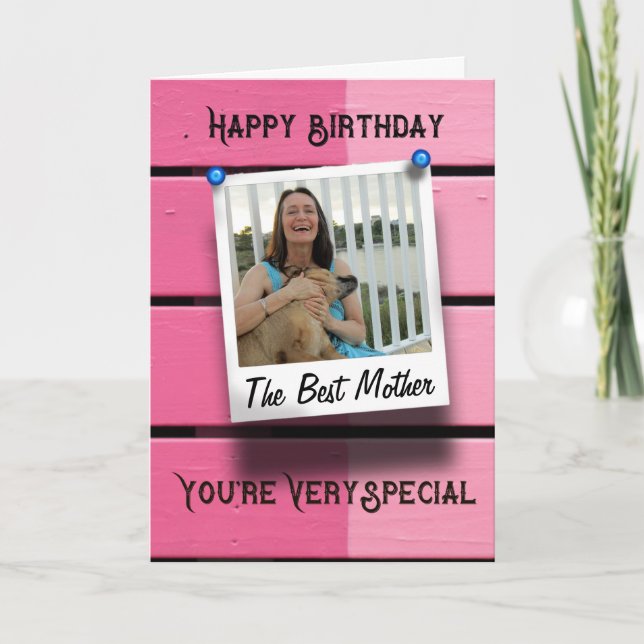 Madre feliz cumpleaños foto plantilla rosa Rústico (Anverso)