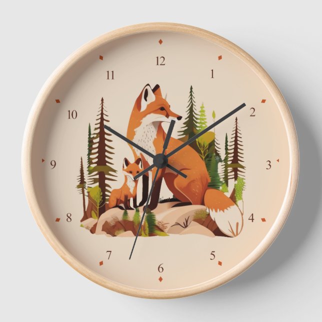 Madre Fox y el reloj de pared del vivero del kit (Anverso)
