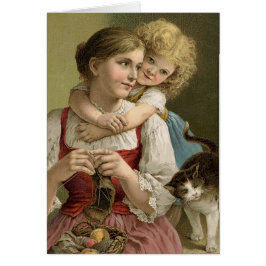 Madre, hijo, gato, Día de la Madre de punto