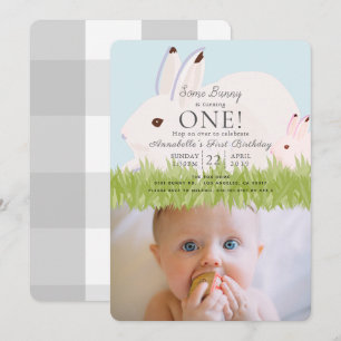 Madre liebre y foto del bebé Invitación de primer