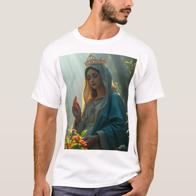Madre María Reina de la camiseta de los hombres de (Anverso)