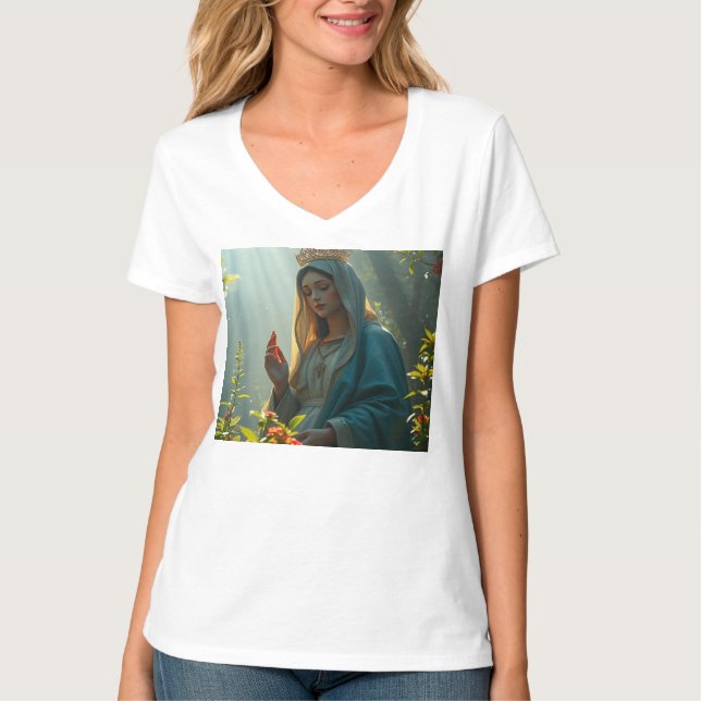 Madre María Reina del cielo, camiseta de cuello de (Anverso)