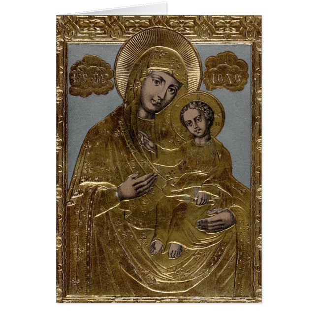 Madre María y Cristo Niño: Litografía dorada (Frente)