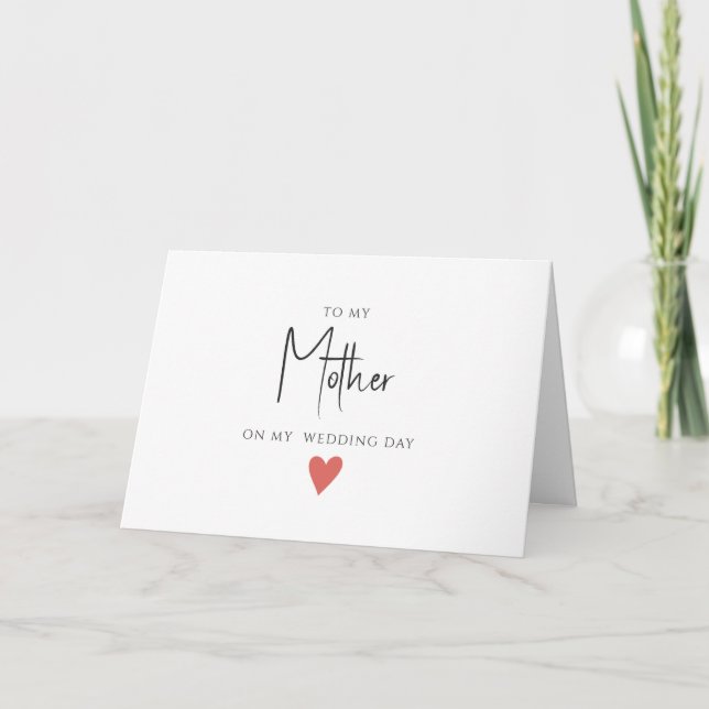 Madre Minimalista simple, tarjeta Boda (Anverso)