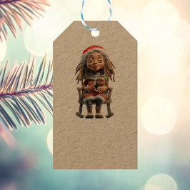 Madre Navidad en Kraft Etiquetas de regalo
