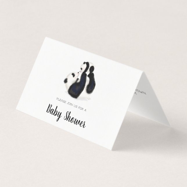 Madre panda e invitación a la ducha de bebé (Anverso)