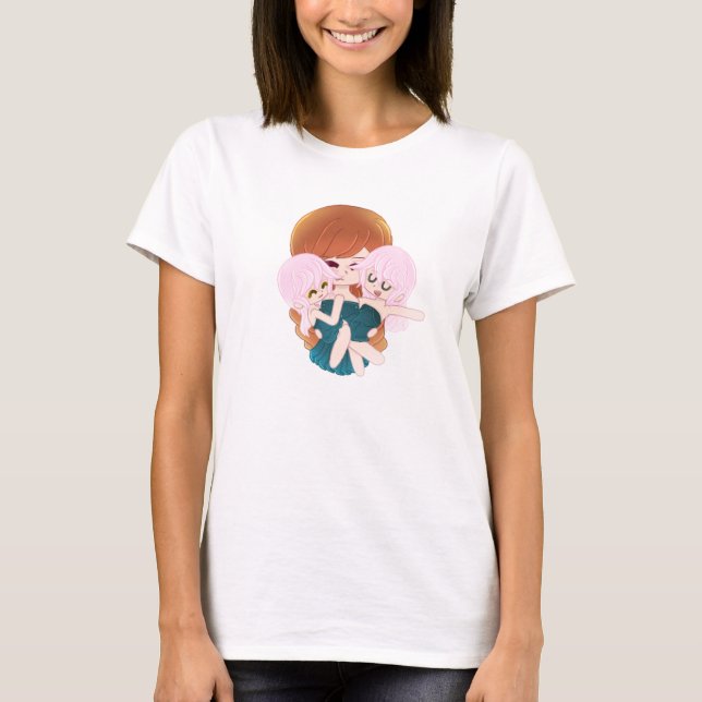 Madre personalizado con la camiseta de sus gemelos (Anverso)