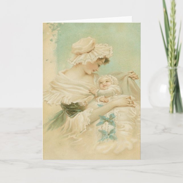 Madre victoriana sostiene tarjeta del día de la ma (Anverso)