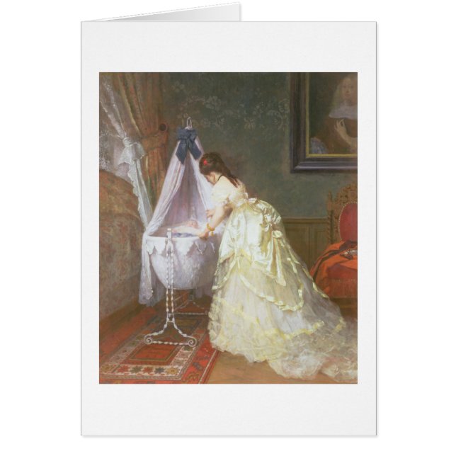 Madre y bebé, 1869 (aceite en el panel) (Frente)