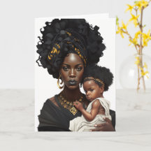 Madre y bebé afroamericano, tarjeta de Día de la M