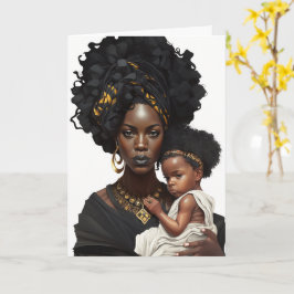 Madre y bebé afroamericano, tarjeta de Día de la M